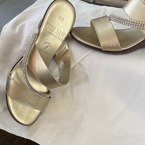 Italian Shoemakers Metallic Sandals with Sparkling Straps S111